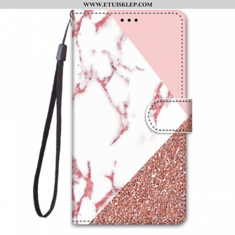 Etui Folio do Samsung Galaxy M23 5G Trójkąt Z Marmuru I Brokatu